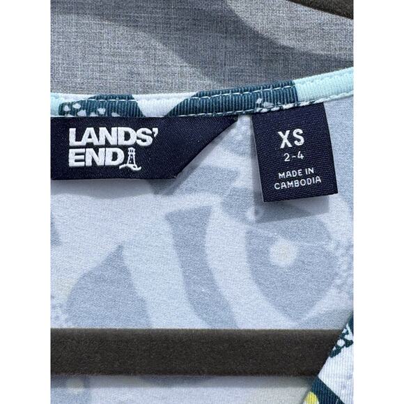 Lands End Woman's Fish Print Stretch Faux Wrap Twist Front Dress NWOT Size S 🐟 - Picture 5 of 9